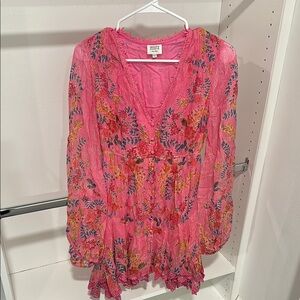 Hemant & Nandita Pink Floral Mini Sleeve Dress